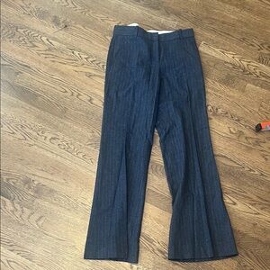 Theory Charcoal Gray Wool Striped Trousers